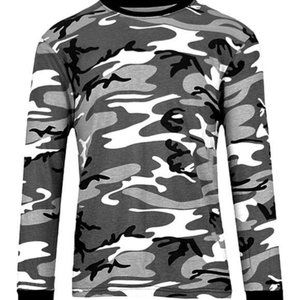 Galaxy By Harvic Grey Camouflage Men's Long Sleeved Shirt Small NWT